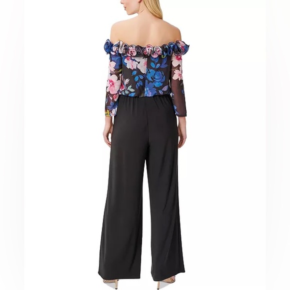 Adrianna Papell Off Shoulder Ruffled Neck 3/4 Sleeve Floral Print, size 24W - Picture 2 of 10